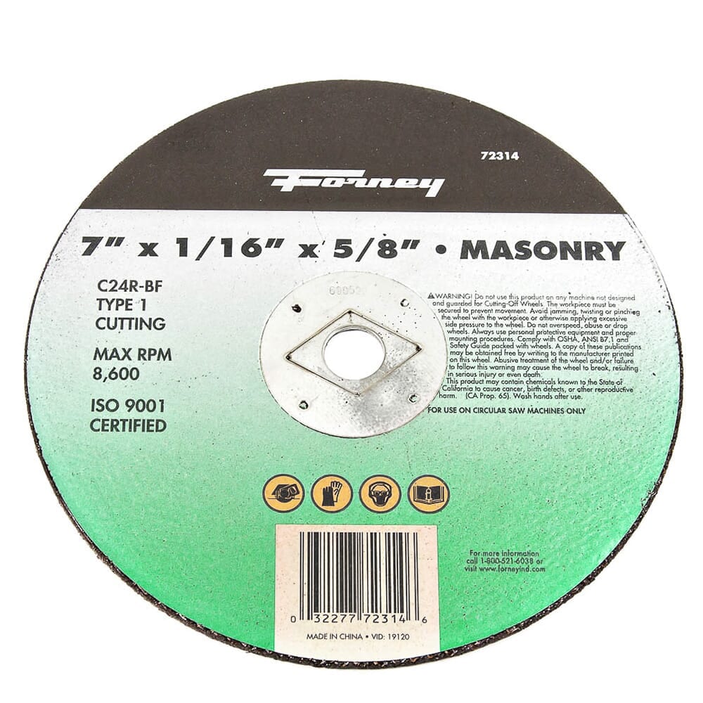 72314 Cutting Wheel, Masonry, Type